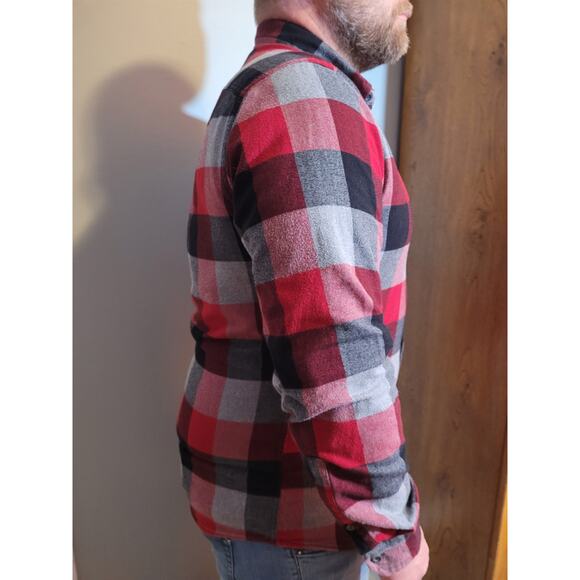 Eddie Bauer Red Plaid Flannel Shirt Men's Tall Large Outdoors Gorpcore Camping - Picture 7 of 10